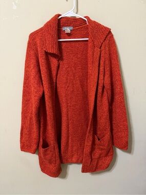 SML Design vintage Cozy Open-Front Orange Women's Sweater handcrafted feel euc S